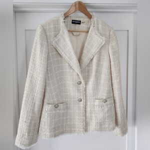 Karl Lagerfeld Tweed Ivory Blazer Size 16